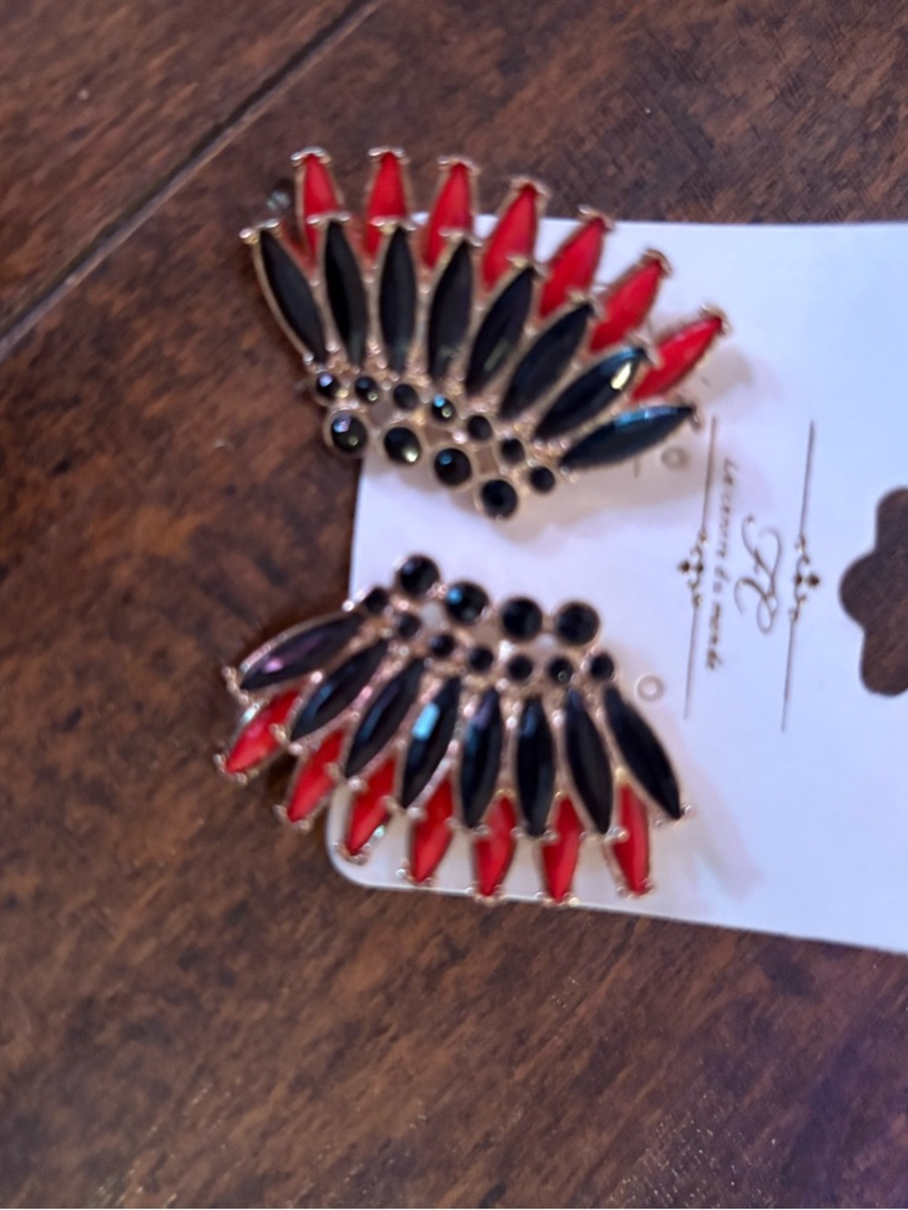 Red and Black Fan Statement Earrings
